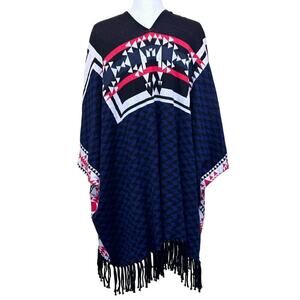 Ella Moss Lima Fringe Cardigan, red/blue, NWT, medium/large, hippie, bohemian